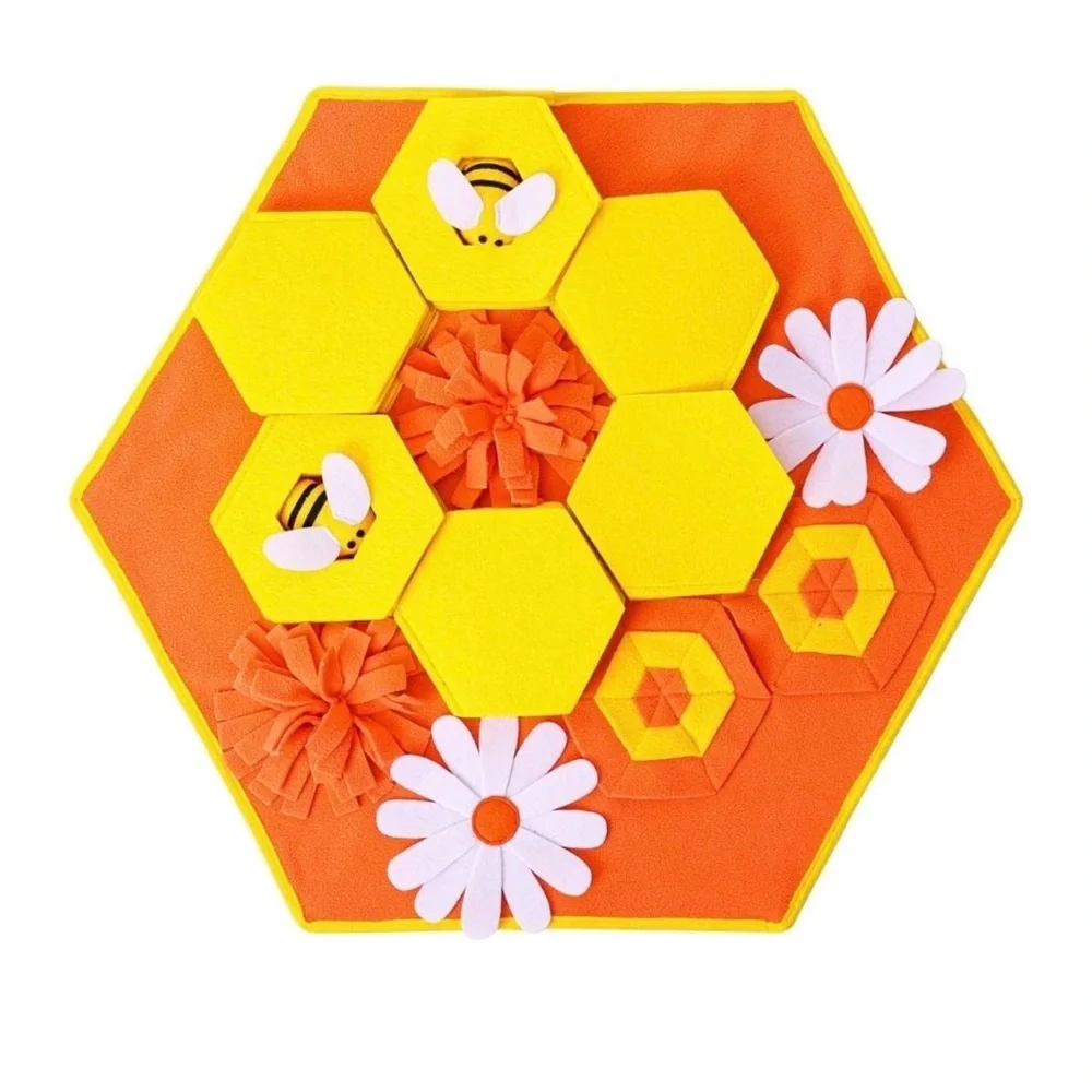 NEW Bee-Themed Honeycomb Snuffle Snuzzle Activity Mat w/ Squeakers for Small Dog